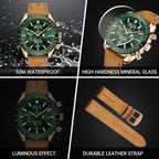 BENYAR Relojes de pulsera para hombre, cronógrafo analógico, de cuarzo, impermeables, para negocios, trabajo, casual, deportivo, con calendario