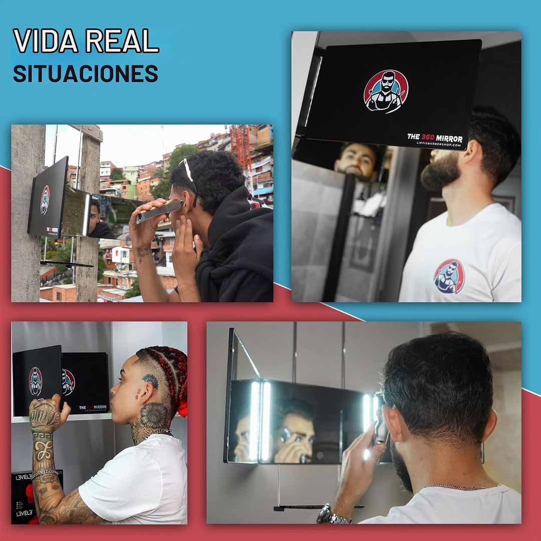 LIPFISBARBERSHOP.COM El espejo LED 360 para el cuidado de los hombr...