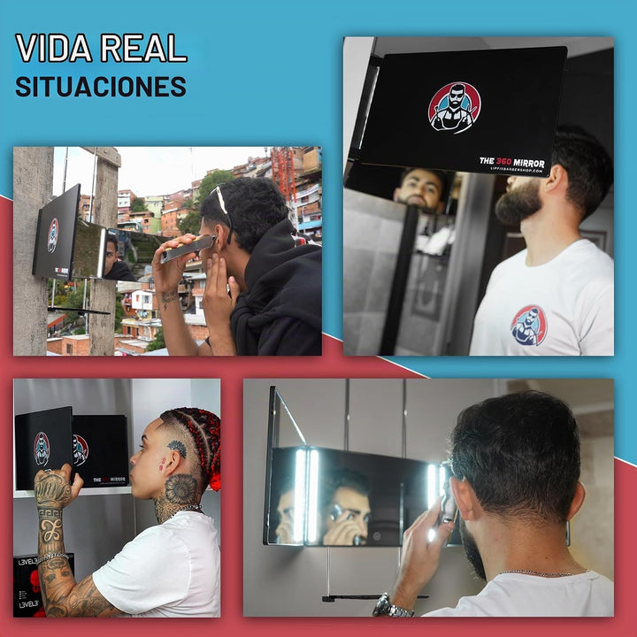 LIPFISBARBERSHOP.COM El espejo LED 360 para el cuidado de los hombr...