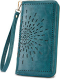 APHISON Billetera para mujer, gran capacidad, monedero, tarjetero, RFID, pulsera, teléfono, cremallera, moneda, bolsillo de viaje