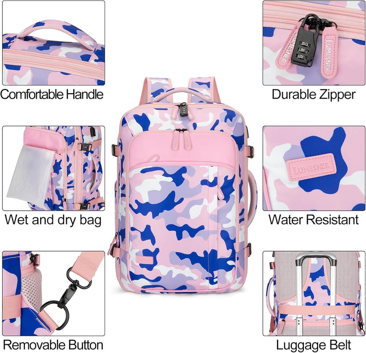 Lumesner Mochilas de viaje de mano, extra grandes de 40 litros apro...