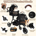 Cochecito plegable doble para mascotas para 2 perros pequeños y