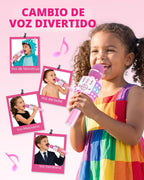 Juguetes para niñas, micrófono de karaoke para niños pequeños con luces, para niñas, fiesta de cumpleaños, juguete para niños de 3, 4, 5, 6, 7, 8 + (rosa claro)