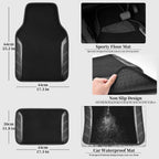 CAR PASS Funda de cuero para volante y alfombrillas impermeables para automóvil, combo universal de microfibra para autos que se adapta al 95 % de sedanes, SUV, vehículos, 14.5-15 pulgadas, diseño