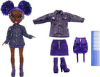 Rainbow High Jr High Series 2 Krystal Bailey - Muñeca de moda púrpura de 9 pulgadas con accesorios de diseño y mochila de apertura/cierre. Gran regalo de juguete para niños de 6 a 12 años y