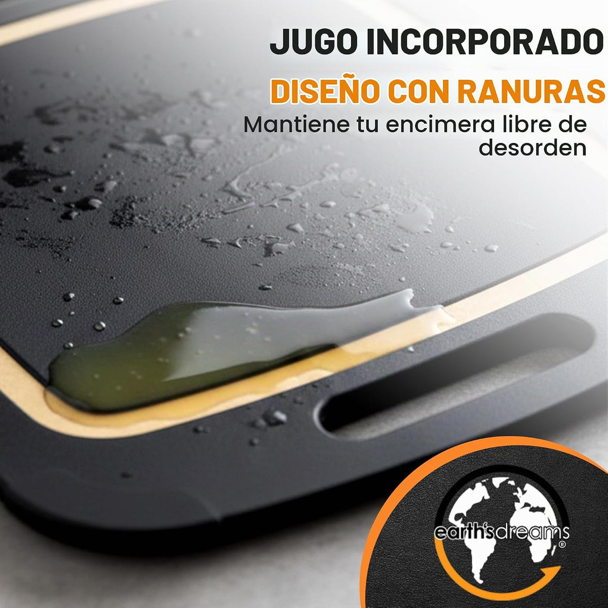 Juego de 3 tablas de cortar de madera compuesta, ranura para