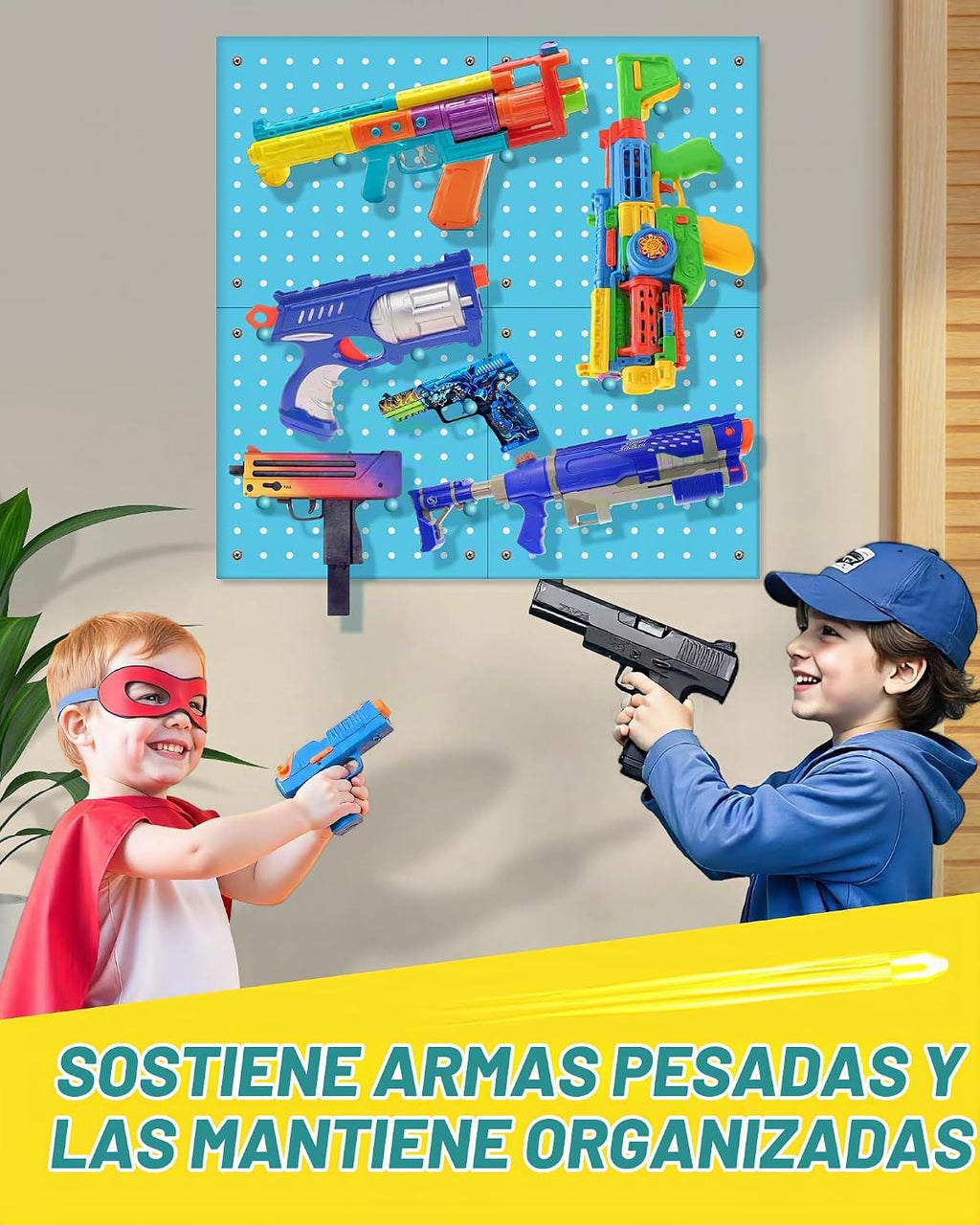 Tablero de madera para el organizador de almacenamiento de pistolas Nerf 13