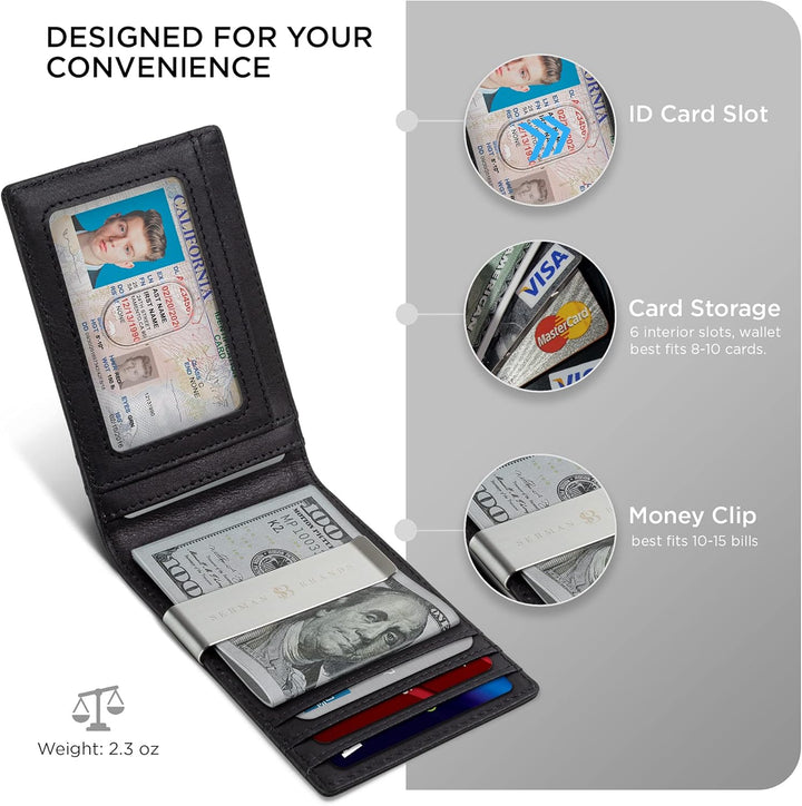 SERMAN BRANDS Billetera con clip de dinero para hombre. Carteras de...