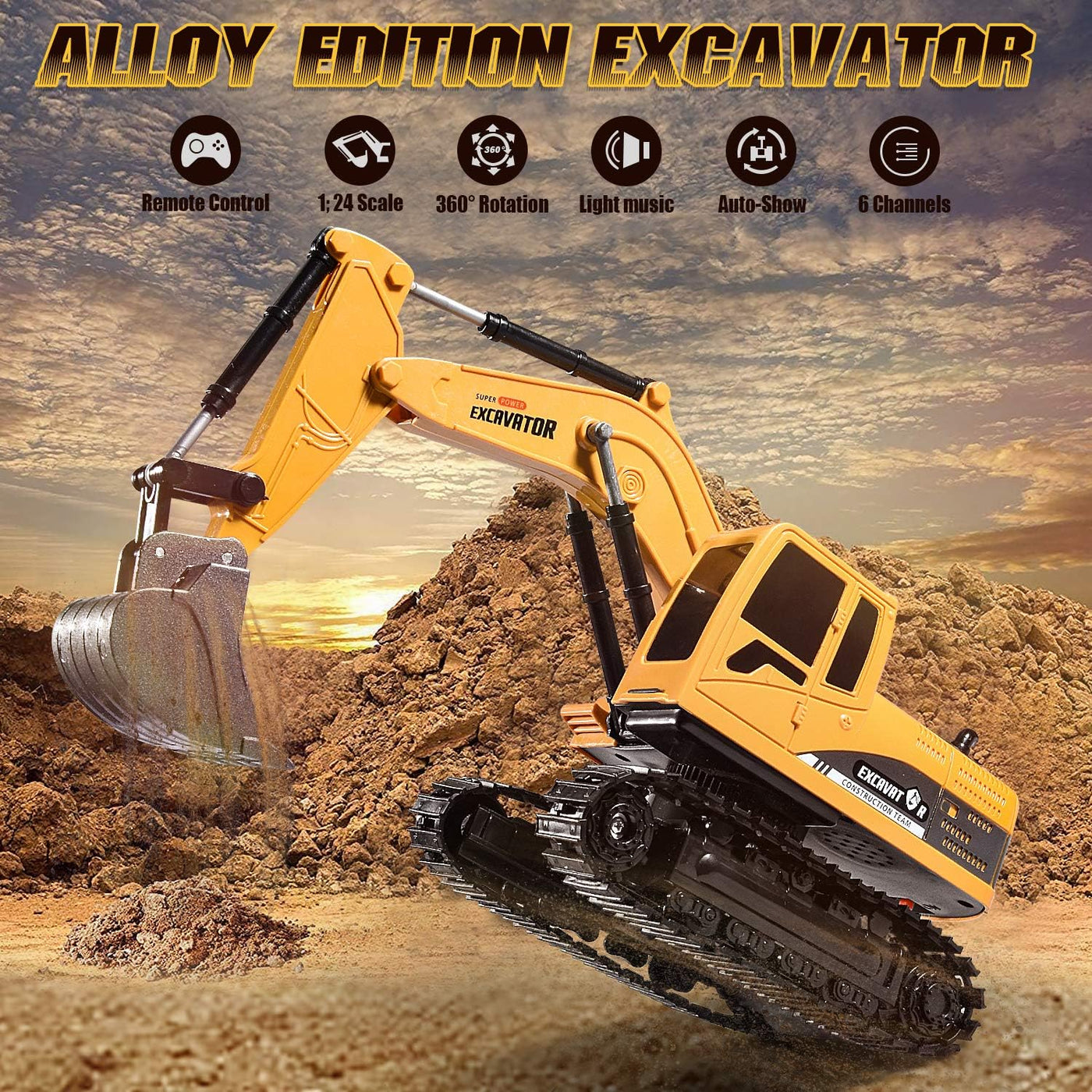 Onadrive Juguete de excavadora de construcción, camión excavador de...