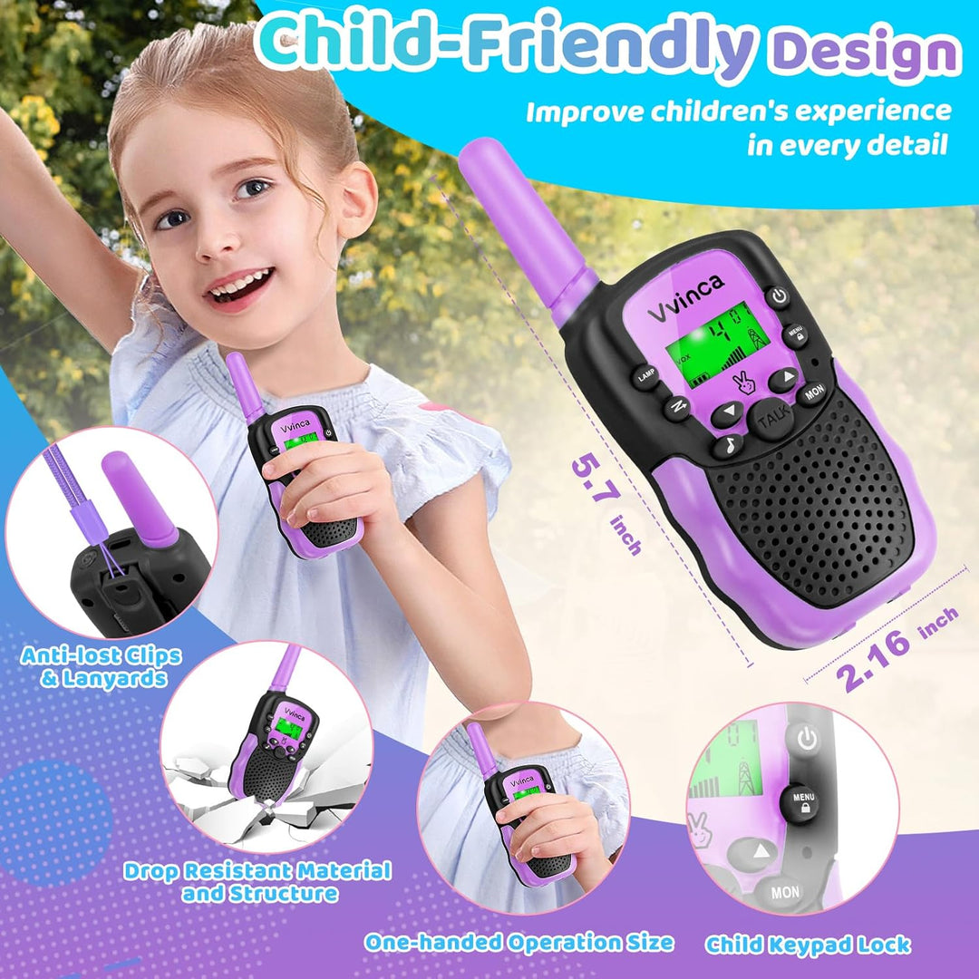 Vvinca Walkie Talkies para niños recargables paquete de 3, juguetes...