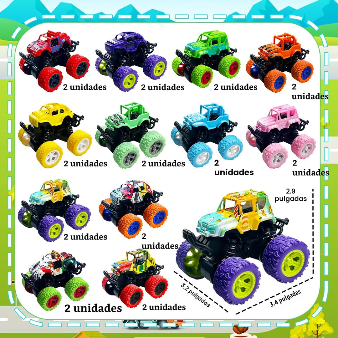 24 paquetes de mini juguetes de camiones monstruo para niños y niña...