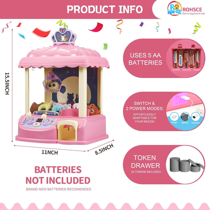 ROHSCE Máquina de garras para niños, juguetes para niñas de 8 a 13...