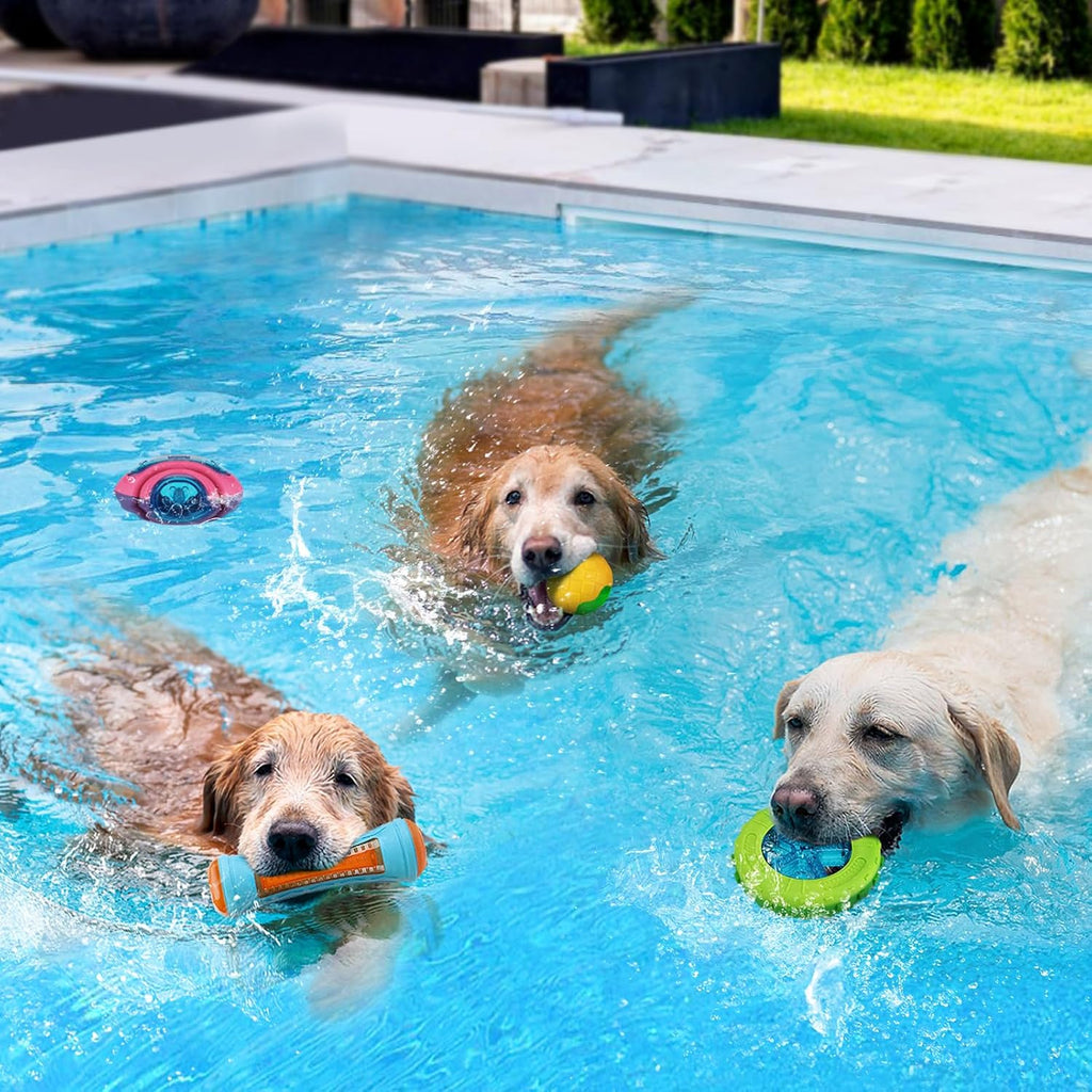 4 juguetes interactivos de piscina para perros, juguetes flotantes de agua