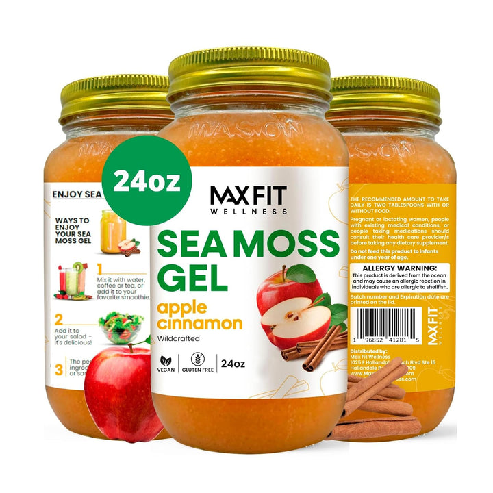Gel de musgo marino crudo (12 sabores) de 24 onzas, gel de musgo ma...