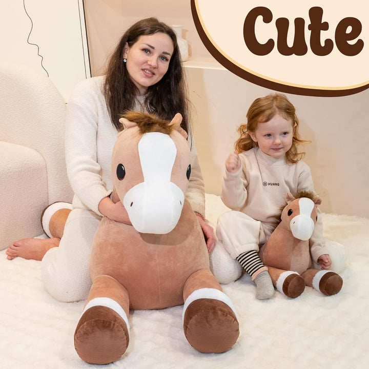 Jrystar Animales de peluche de caballo gigante, almohada de peluche...