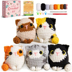 MAGIMUSE Kit de ganchillo para principiantes, kit de ganchillo para principiantes con tutoriales en video paso a paso, kits de animales de ganchillo DIY para manualidades, suministros de tejido