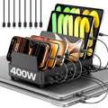 Estación de carga de 400 W para múltiples dispositivos, cargador USB C