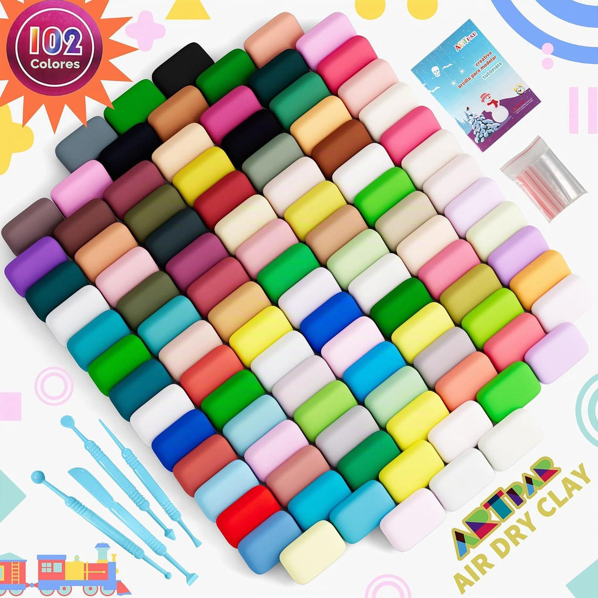 Air Dry Clay 102 Colors,Modeling Magic Clay para Kids Bulk Craft Kit