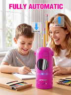 AFMAT Sacapuntas eléctrico PSX5 para aula, sacapuntas automático para niños y lápices de colores, jumbo de 0.276-0.5 in, 3 ajustes de nitidez, sacapuntas robot inalámbrico recargable para profesores
