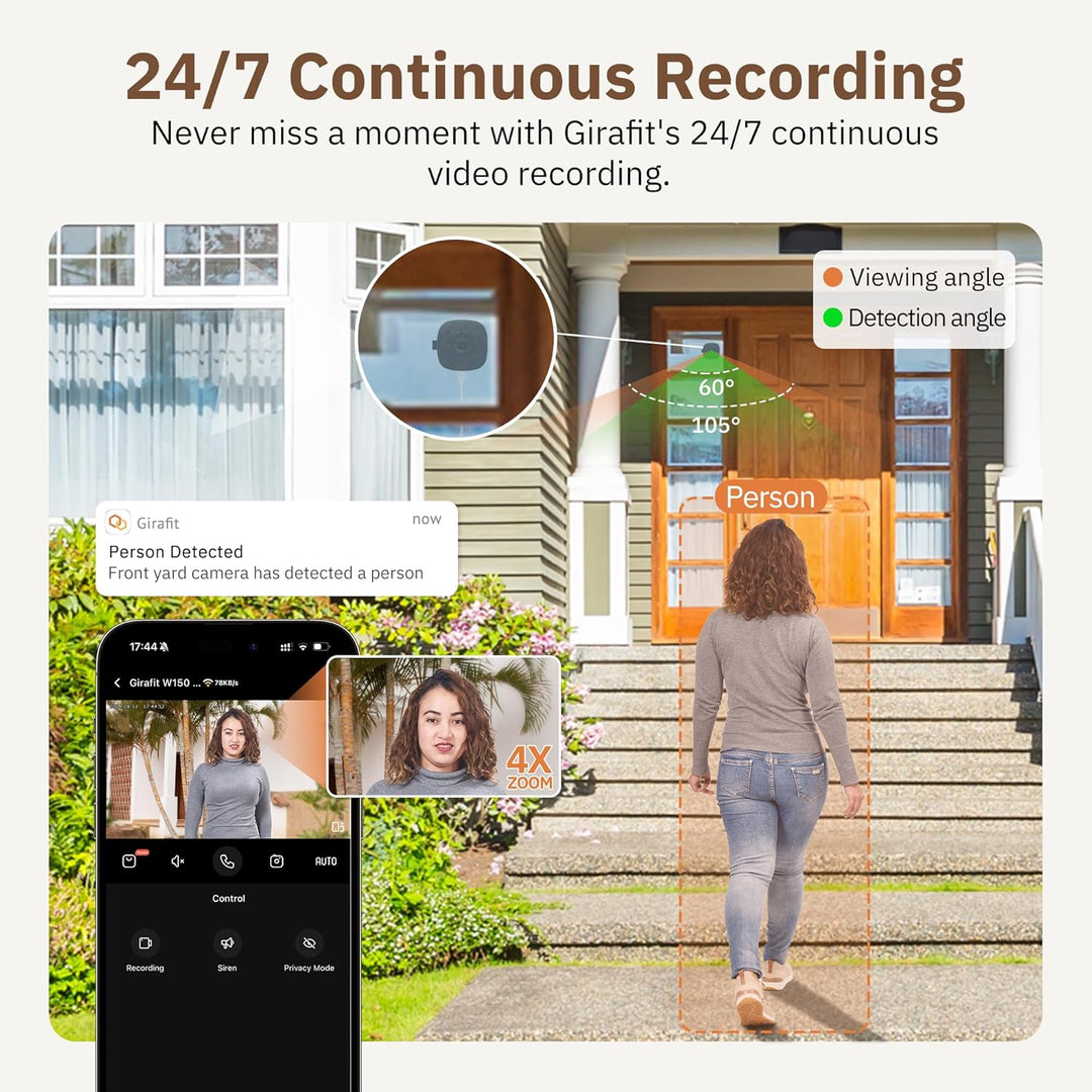 Girafit Cámara de ventana 2K, cámaras de interior WiFi de 2.4 GHz y...
