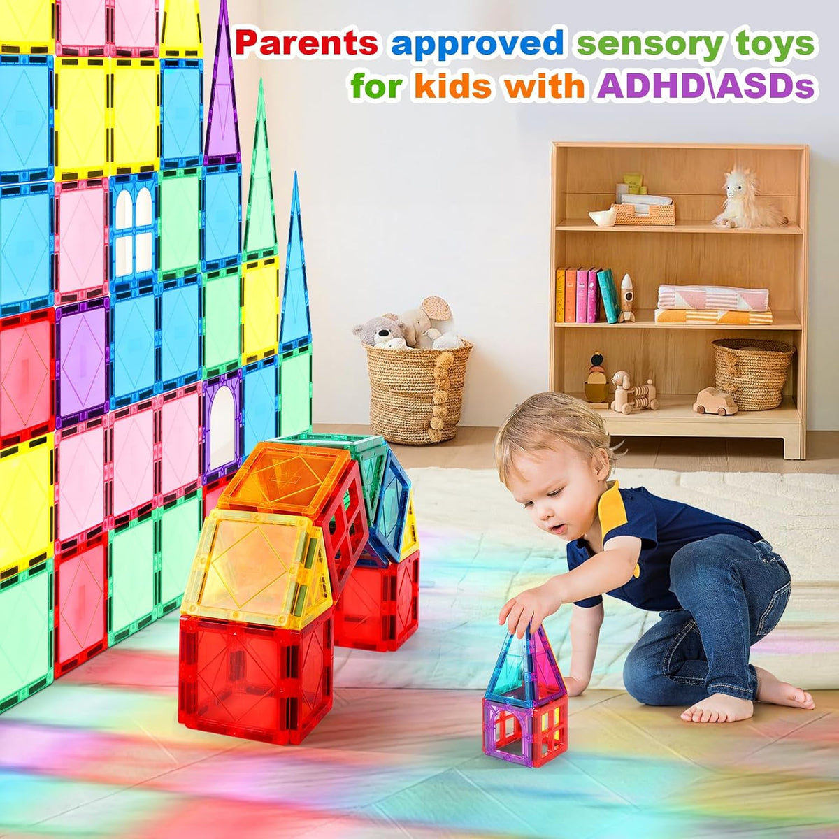 100 PIEZAS Azulejos Magnéticos Juguetes para Niños - Juego de Const...