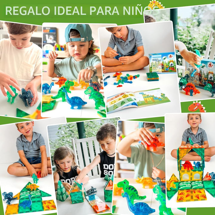 Juguetes de dinosaurio azulejos magnéticos 3D movibles
