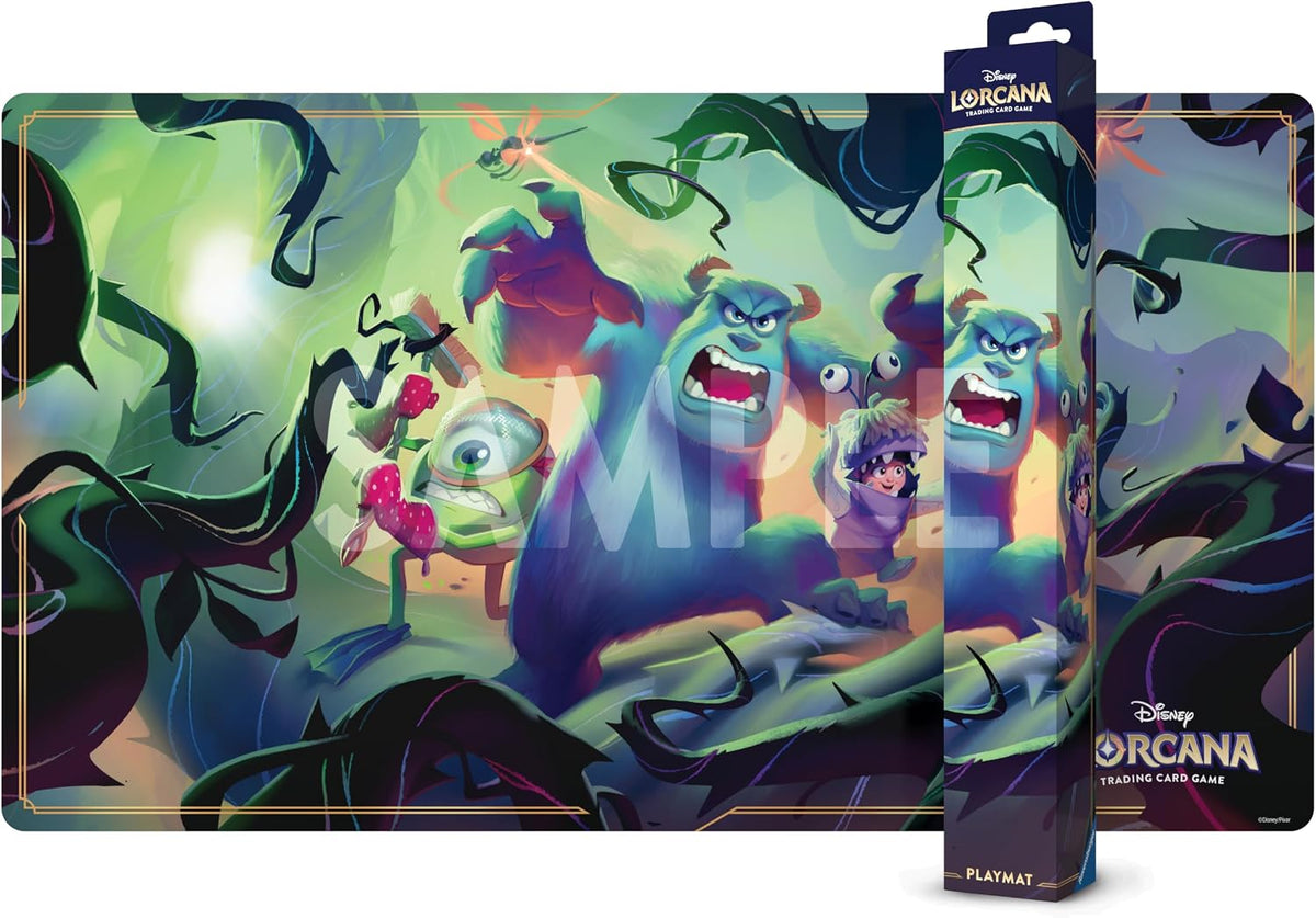 Ravensburger Disney Lorcana TCG Playmat con Mike Wazowski, Sulley y Boo en el ataque de la vid! - Protege las tarjetas - Juego versátil, escritorio o alfombrilla de mouse - Adecuado para mayores de 8