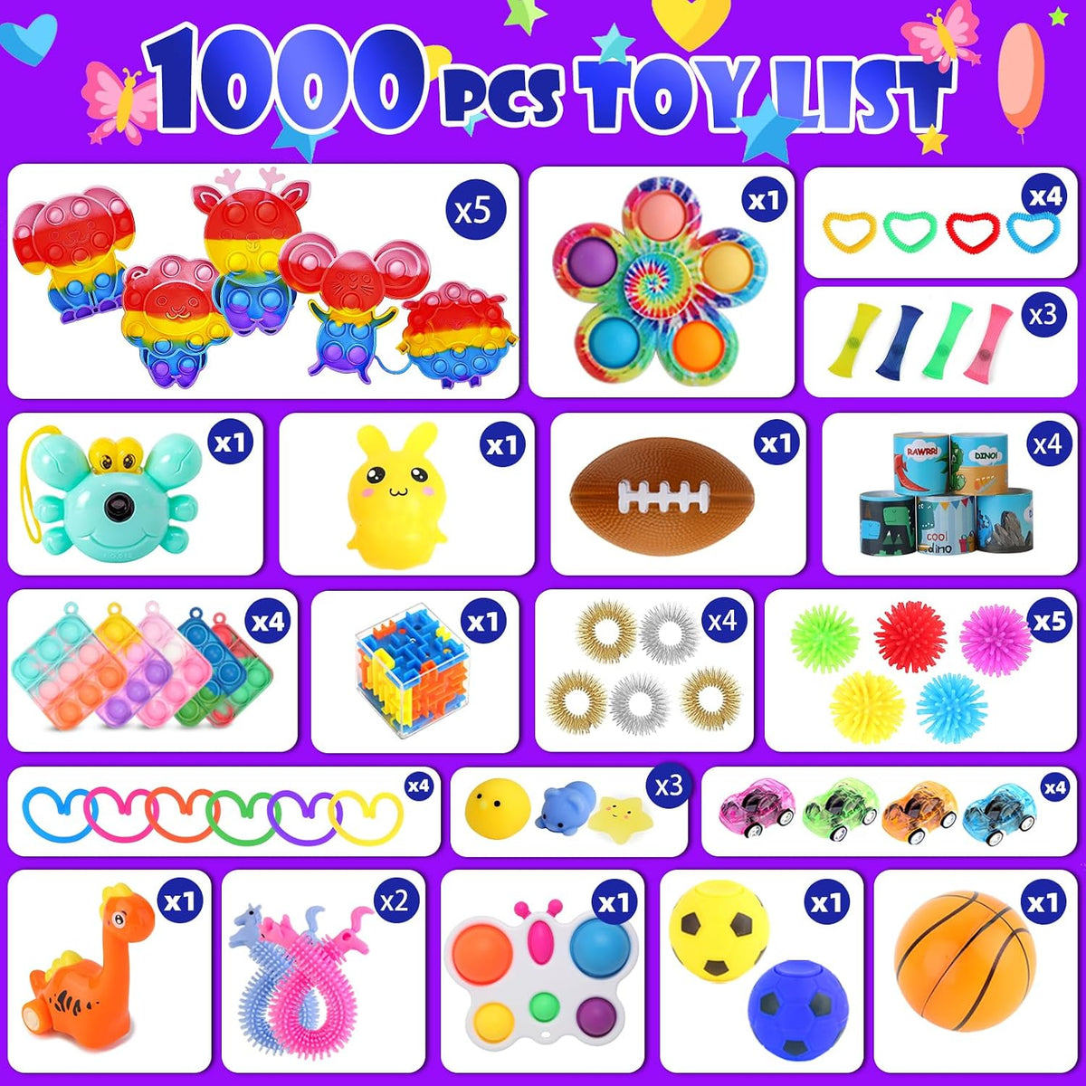 1000 piezas a granel de recuerdos de fiesta para niños, paquete de juguetes de jugueteo, rellenos de calcetines, cofre de caja del tesoro, fiesta de cumpleaños, premios de carnaval para el aula