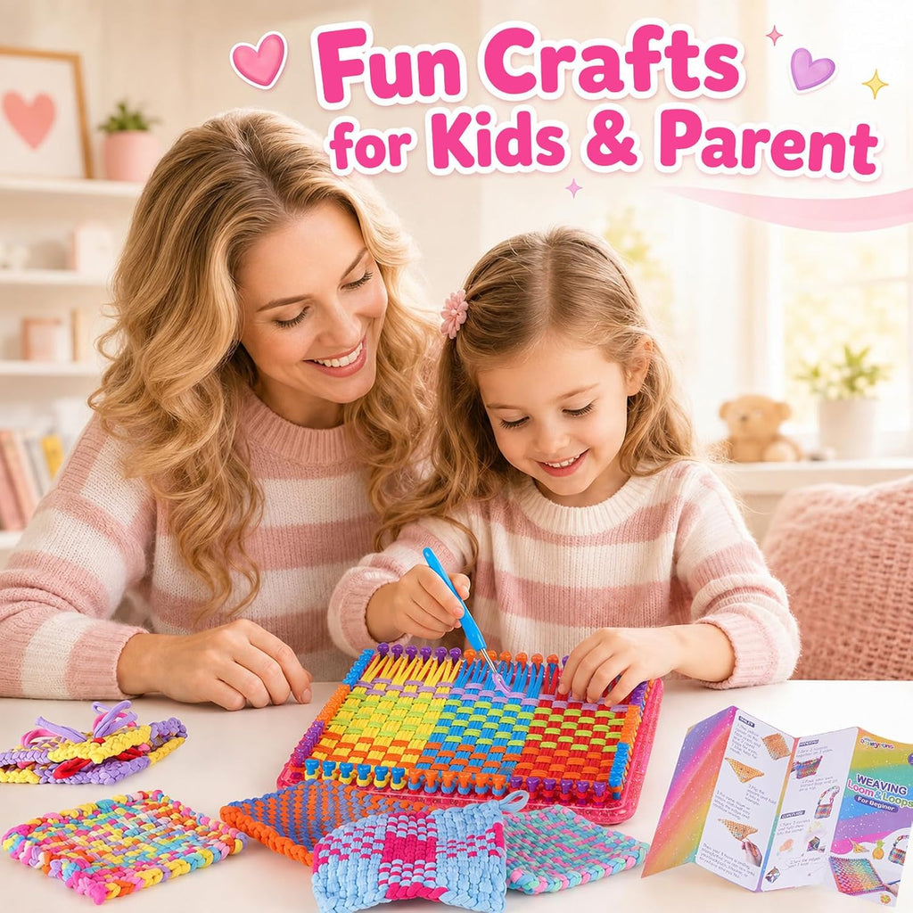 daheypong - Kit de telar para agarraderas de 7 pulgadas para niños, telar de tejido con 300 bucles que hace 8 agarraderas, kit completo de manualidades de tejido con estuche de almacenamiento