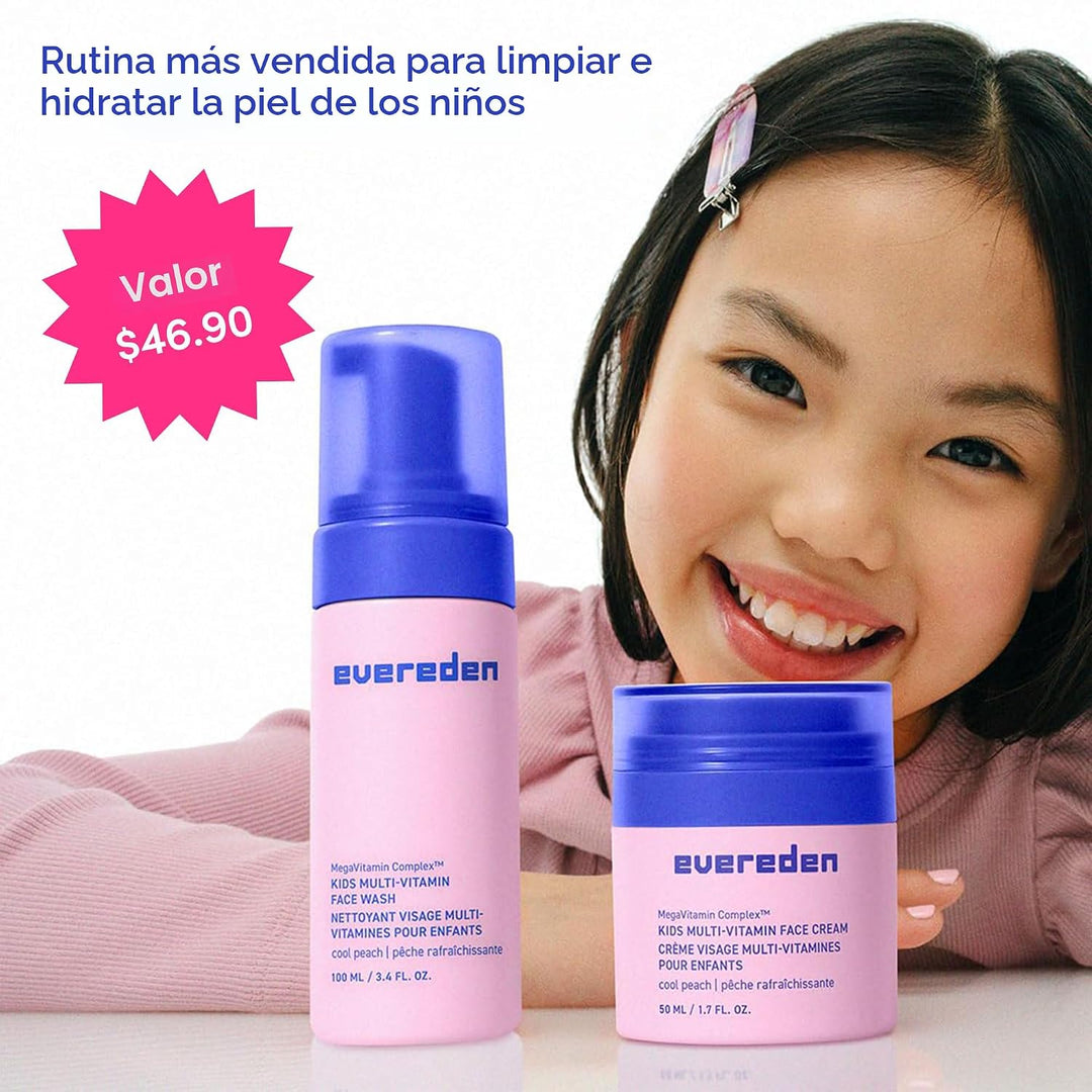 Evereden Kids Happy Face Duo (Cool Peach) - Juego de lavado facial...