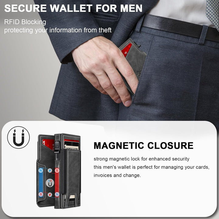 SEMORID Cartera para hombre con tarjetero delgado desplegable para...