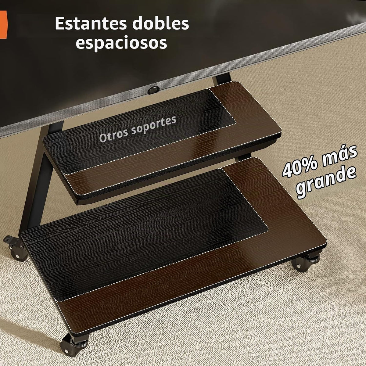 Perlegear - Soporte de TV rodante con soporte de barra de sonido para