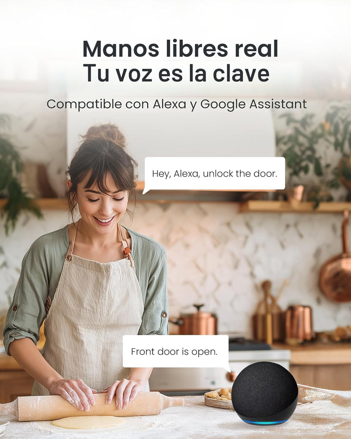 DESLOC Cerradura inteligente WiFi D110 Plus, Wi-Fi incorporado, no...