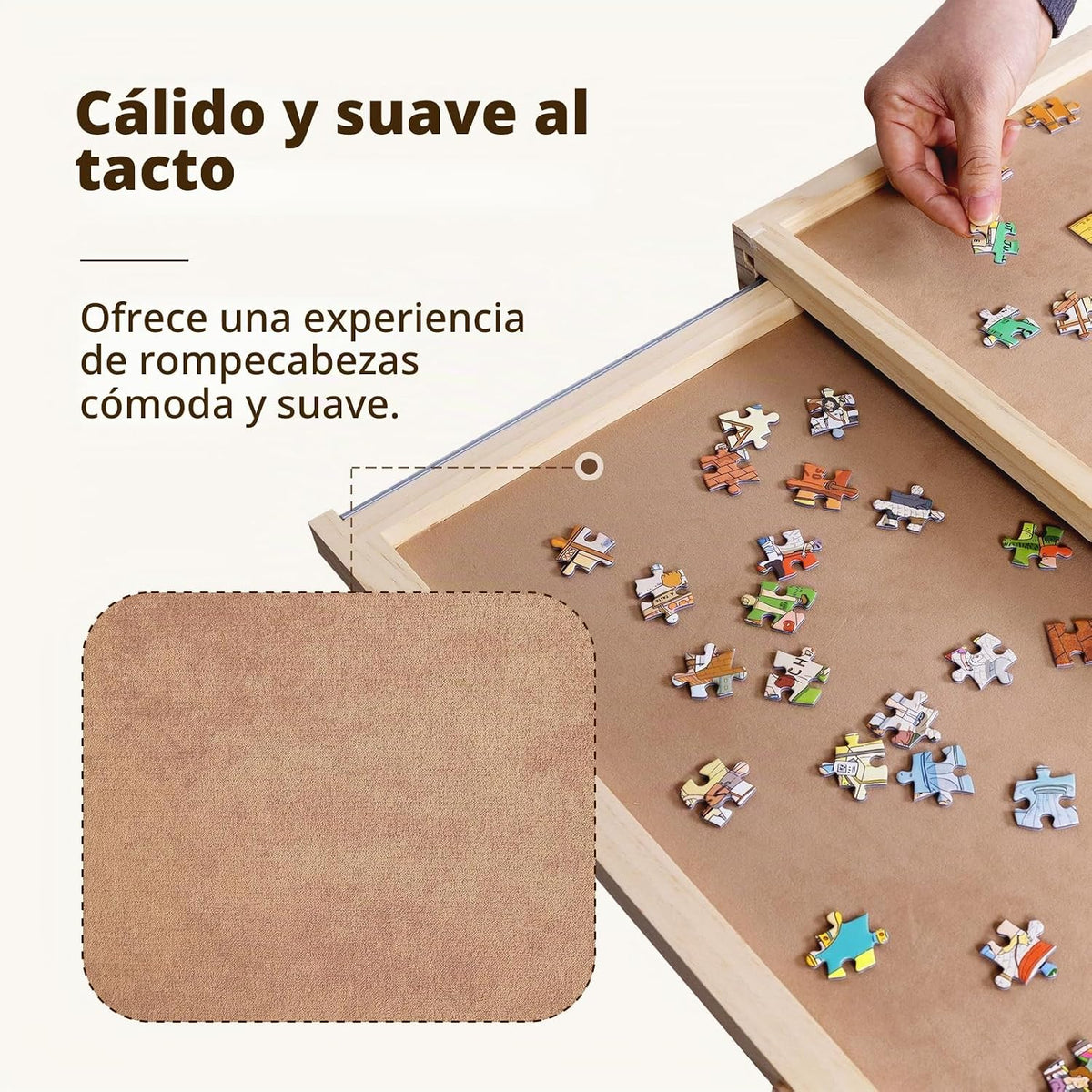 Mesa de rompecabezas con patas, 2 cajones y 6 bandejas de