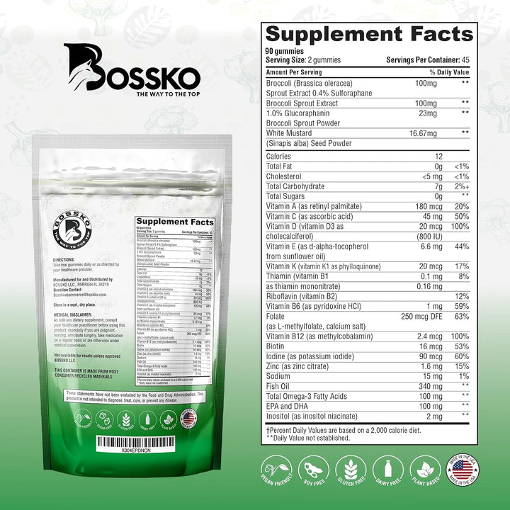 Bossko - Gomitas de sulforafano con omega-3, extracto de brote de b...