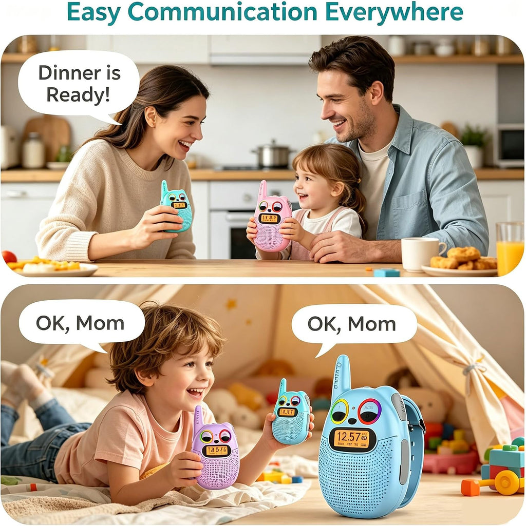 Qniglo Walkie Talkies para niños, 3 millas de largo alcance
