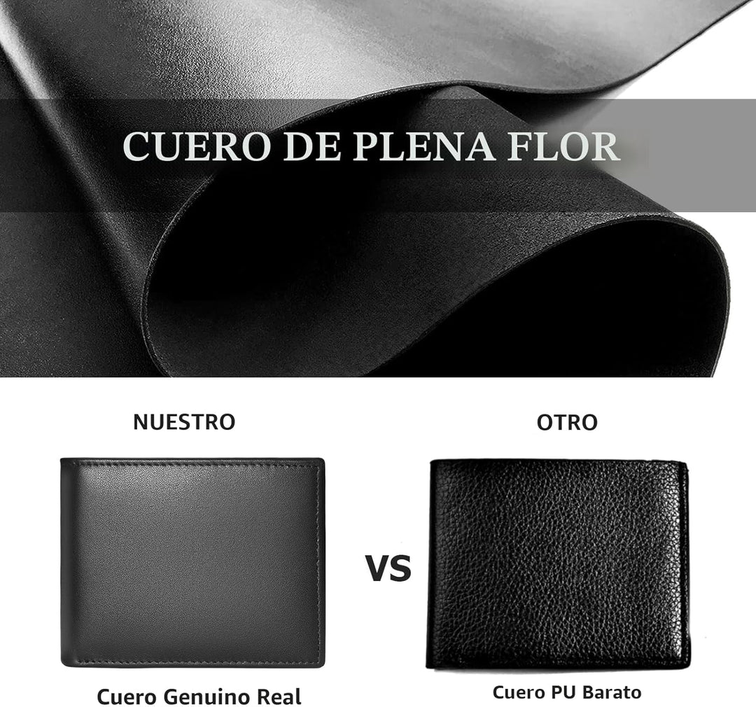 Cartera de cuero genuino MARZAHAR para hombre, billetera plegable c...