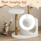 Garvee Torre de árbol de madera para gatos, interior y apartamento de mimbre natural con columna de captura de gatos y cama, marco de árbol estético