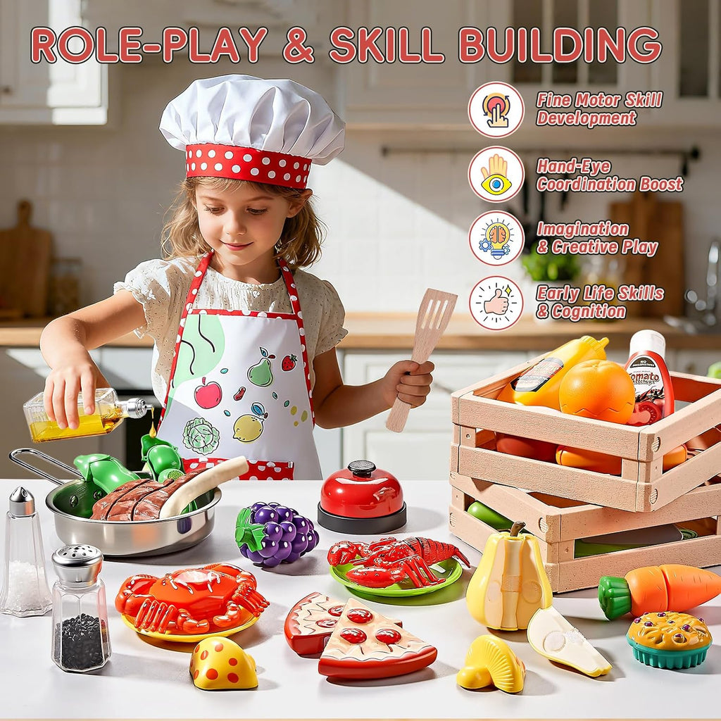 Shimirth Play Kitchen Accessories, Large Stainless Steel Kids Cooking Set