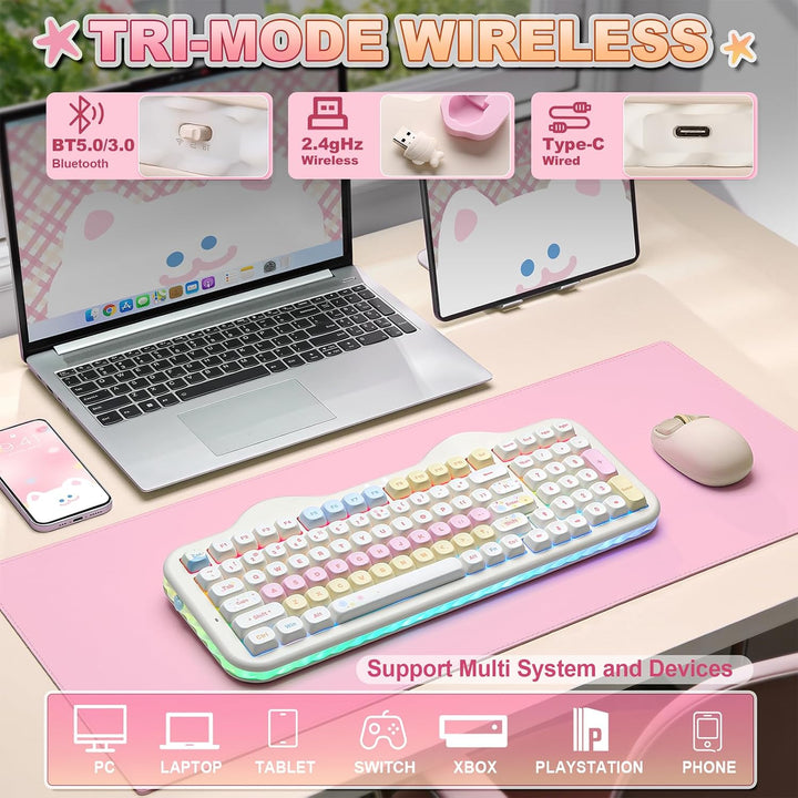 YUNZII Teclado mecánico inalámbrico C98 con teclado numérico, 99 te...
