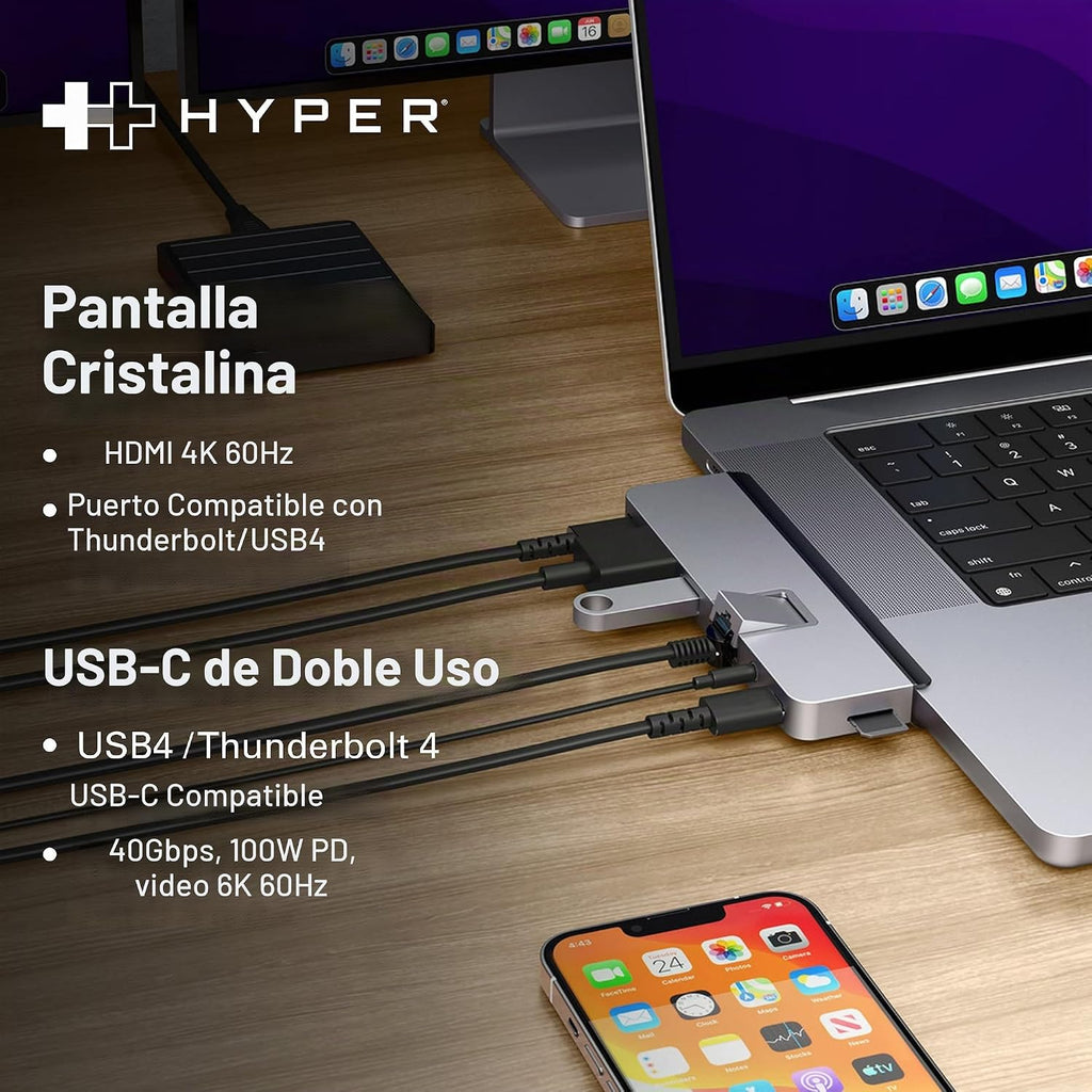 Hyper, HD575-SIL, hub USB 4