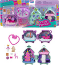 Polly Pocket Mini juguetes, paquete compacto apilable de vacaciones con micro muñeca, accesorios, animal de mascota, juguete de viaje con clip