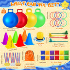 Set combinado de 53 piezas de juegos de carnaval al aire libre para niños, pelotas saltarinas de 18 pulgadas