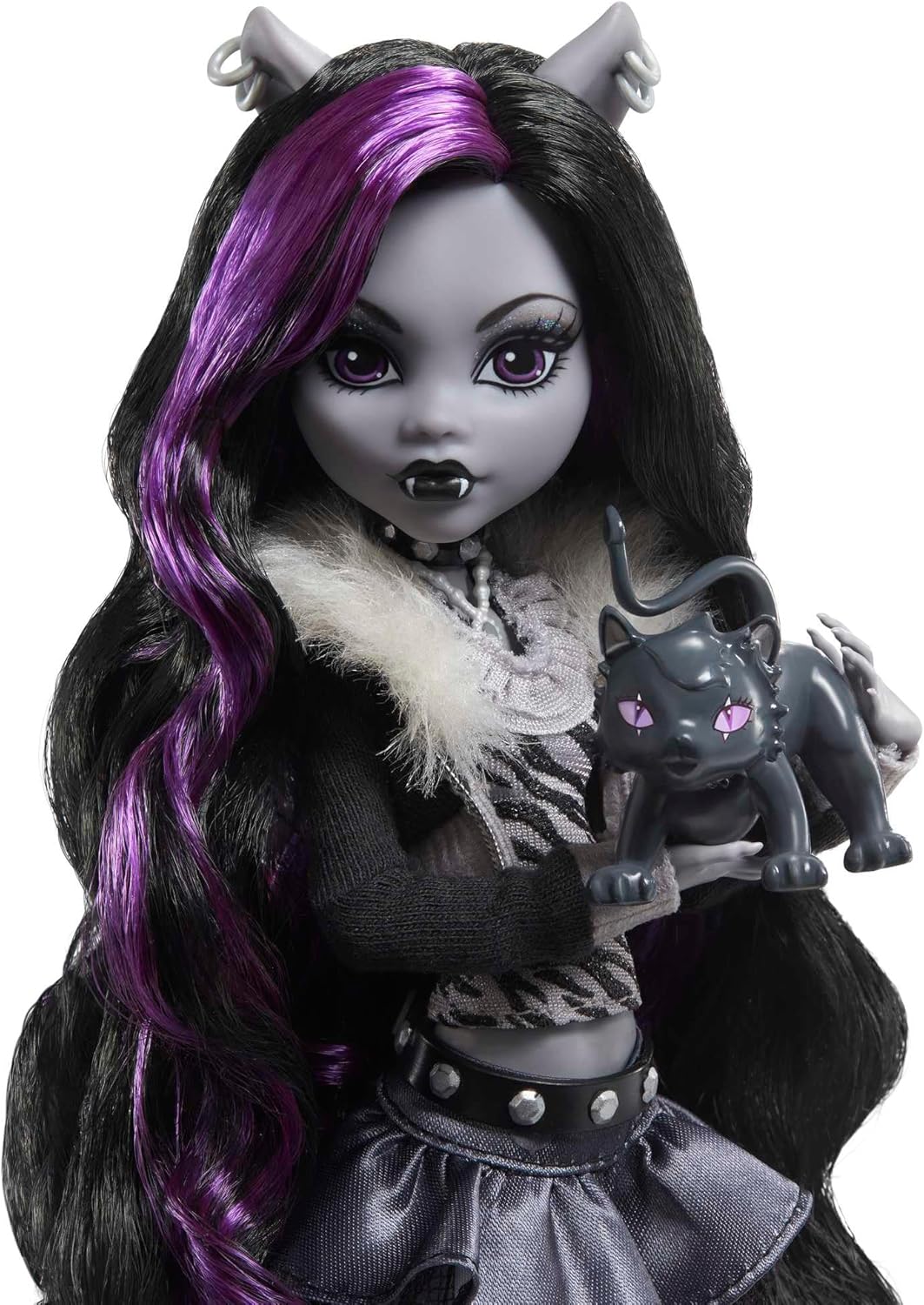 Monster High Muñeca de Drama en Carrete, Clawdeen Wolf en Blanco y...