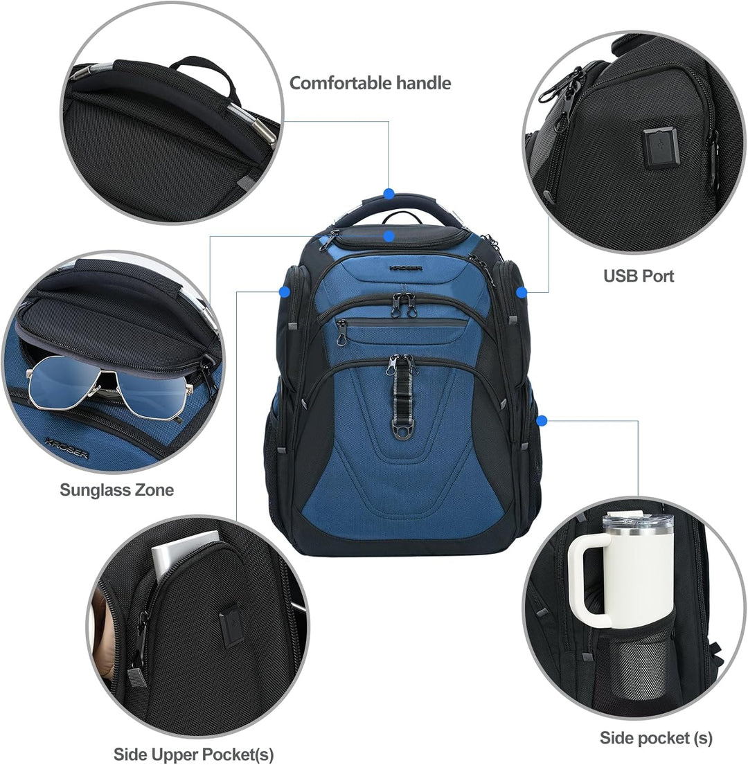 KROSER Mochila para laptop de viaje amigable, repelente al agua, mo...