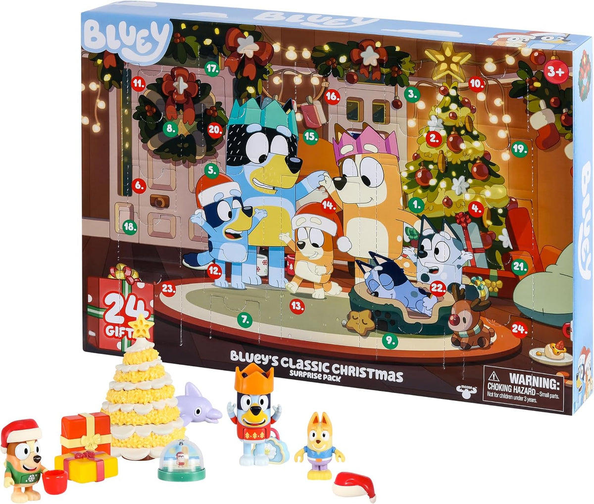 Bluey Calendario de Adviento 2026, 24 días de sorpresas, mini árbol
