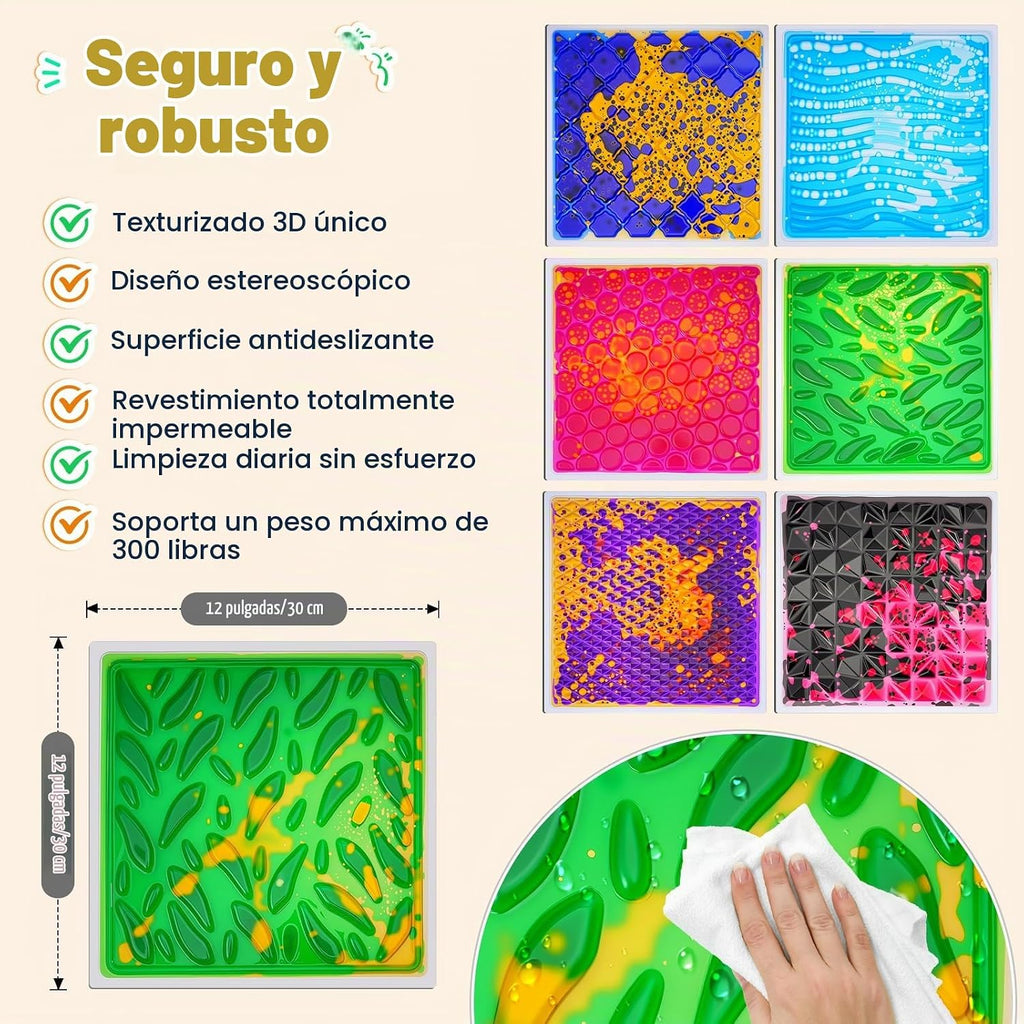 Paquete de 4 azulejos sensoriales para niños, alfombrillas