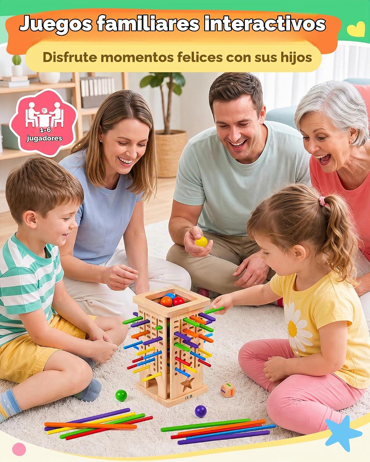 Montessori - Juegos de mesa de madera para niños de 4 a 6 años, juego de