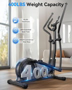 Niceday Máquina elíptica de ejercicios, máquina elíptica para el hogar, entrenador elíptico magnético con zancada de 15.5 a 19 pulgadas, 16 niveles de resistencia, capacidad de carga de 400 libras