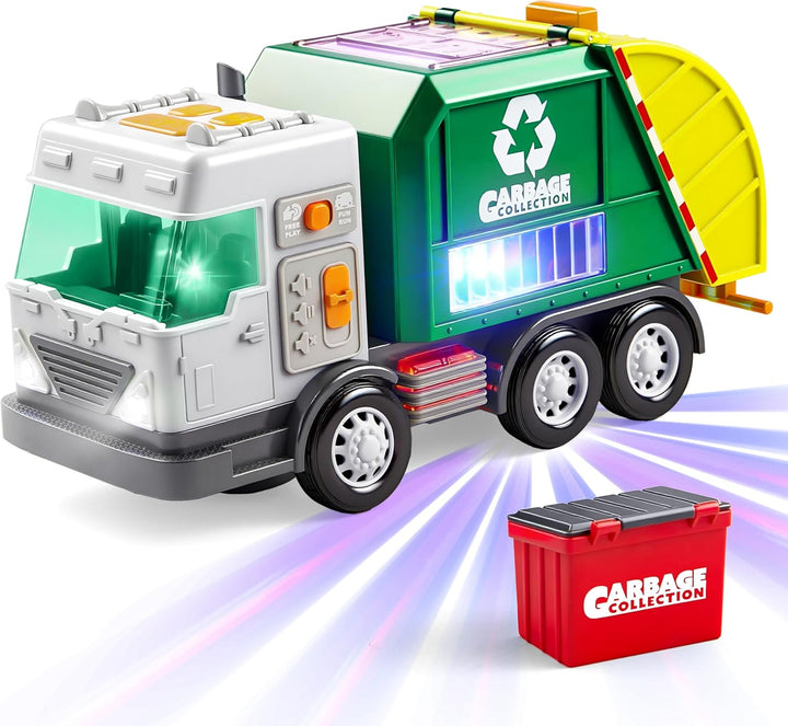 El juego de camión de basura LED incluye contenedor camión